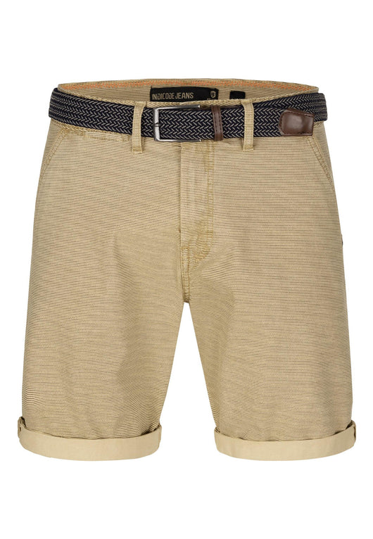 Indicode Herren Caedmon Chino Shorts mit 4 Taschen inkl. Gürtel aus 98% Baumwolle - INDICODE