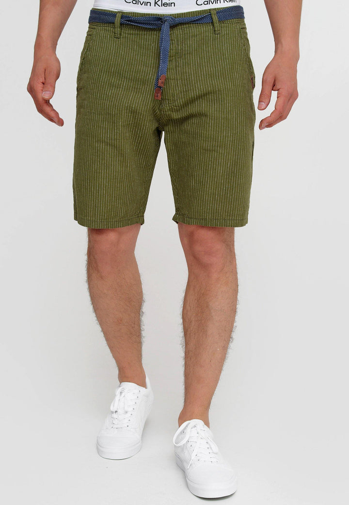 Indicode Herren Enford Shorts mit Kordelzug aus 55% Baumwolle & 45% Leine - INDICODE