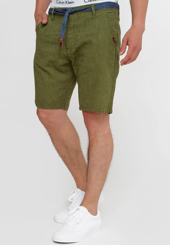 Indicode Herren Enford Shorts mit Kordelzug aus 55% Baumwolle & 45% Leine - INDICODE