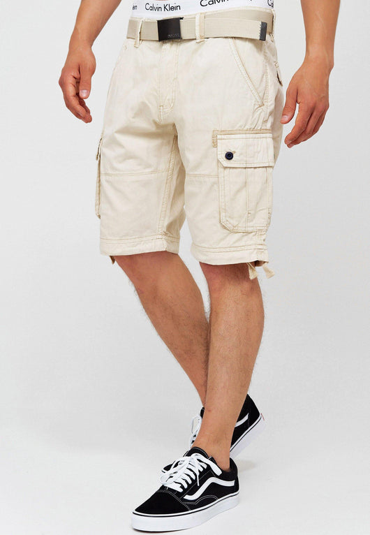 Indicode Herren Abner Cargo Shorts mit 7 Taschen aus 100% Baumwolle