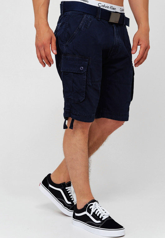 Indicode Herren Abner Cargo Shorts mit 7 Taschen aus 100% Baumwolle