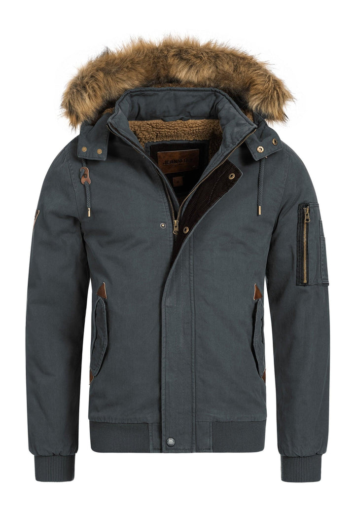 Indicode Herren Pennington Winterjacke aus 100% Baumwolle mit Teddy-Futter & abnehmbarer Kapuze - INDICODE