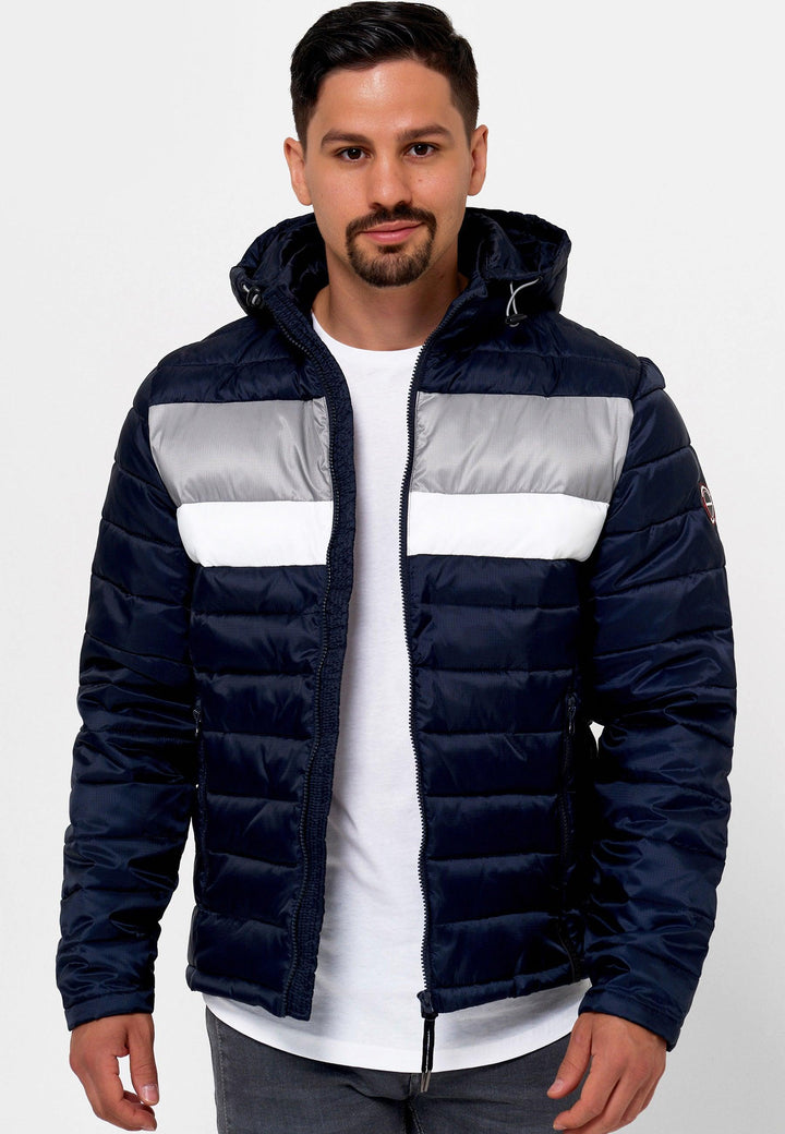 Indicode Herren Hampshire Steppjacke in Daunenjacken-Optik mit abnehmbarer Kapuze - INDICODE