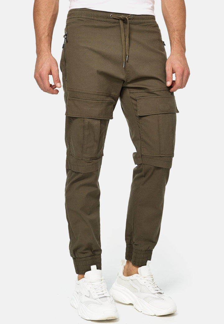 Indicode Herren Dennis Cargohose aus 98% Baumwolle mit 6 Taschen - INDICODE