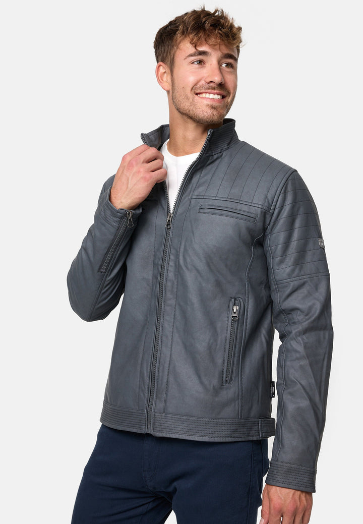 Indicode Herren Brook Jacke aus Leder-Imitat mit Stehkragen - INDICODE