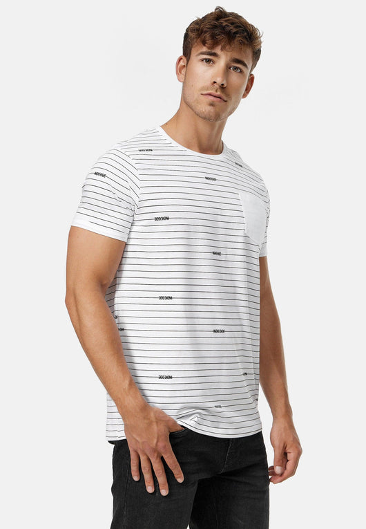 Indicode Men's Ortega T-shirt with a round neck and breast pocket made of 100% cotton