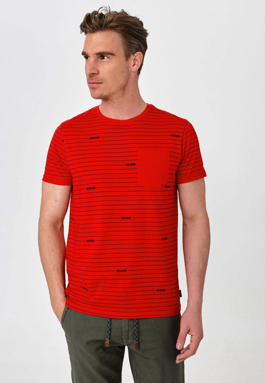 Indicode Men's Ortega T-shirt with a round neck and breast pocket made of 100% cotton