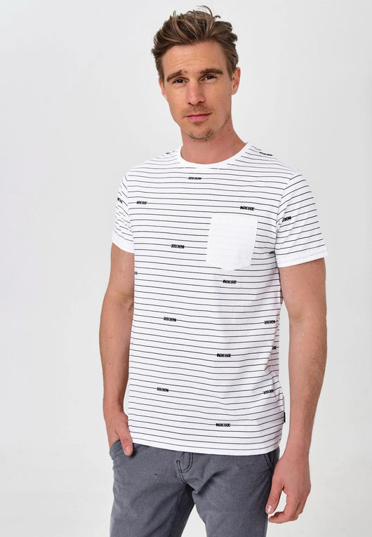 Indicode Men's Ortega T-shirt with a round neck and breast pocket made of 100% cotton