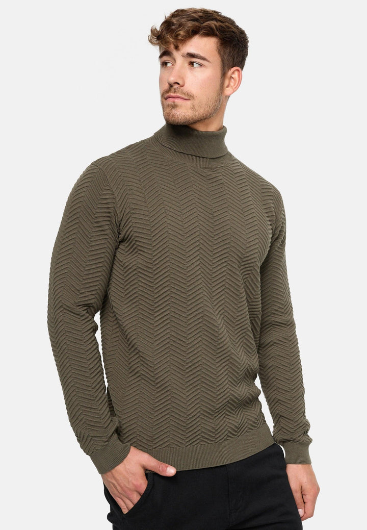 Indicode Herren Saini Feinstrickpullover mit Rollkragen aus 100% Baumwolle - INDICODE